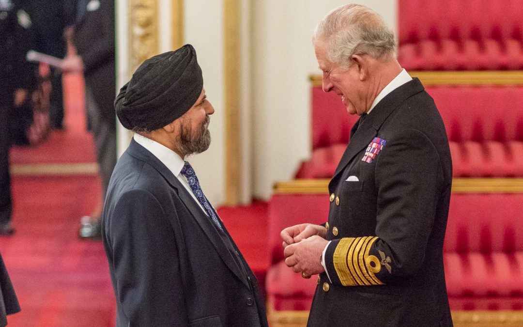 Jagdev Singh Virdee, Editor of the British Sikh Report, receives MBE from Prince Charles, the Prince of Wales